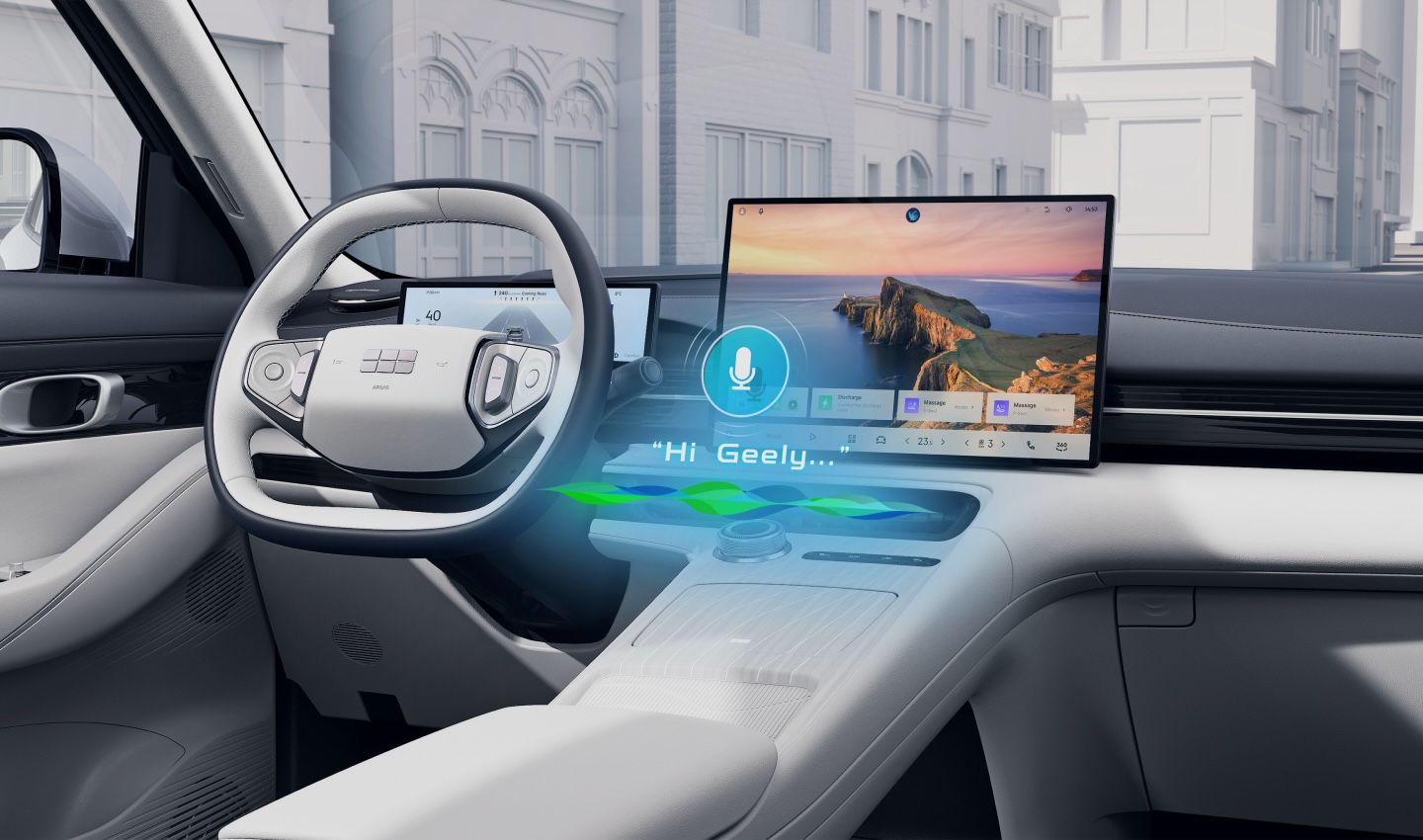 Hi Geely! control manos libres para una conducción más inteligente.